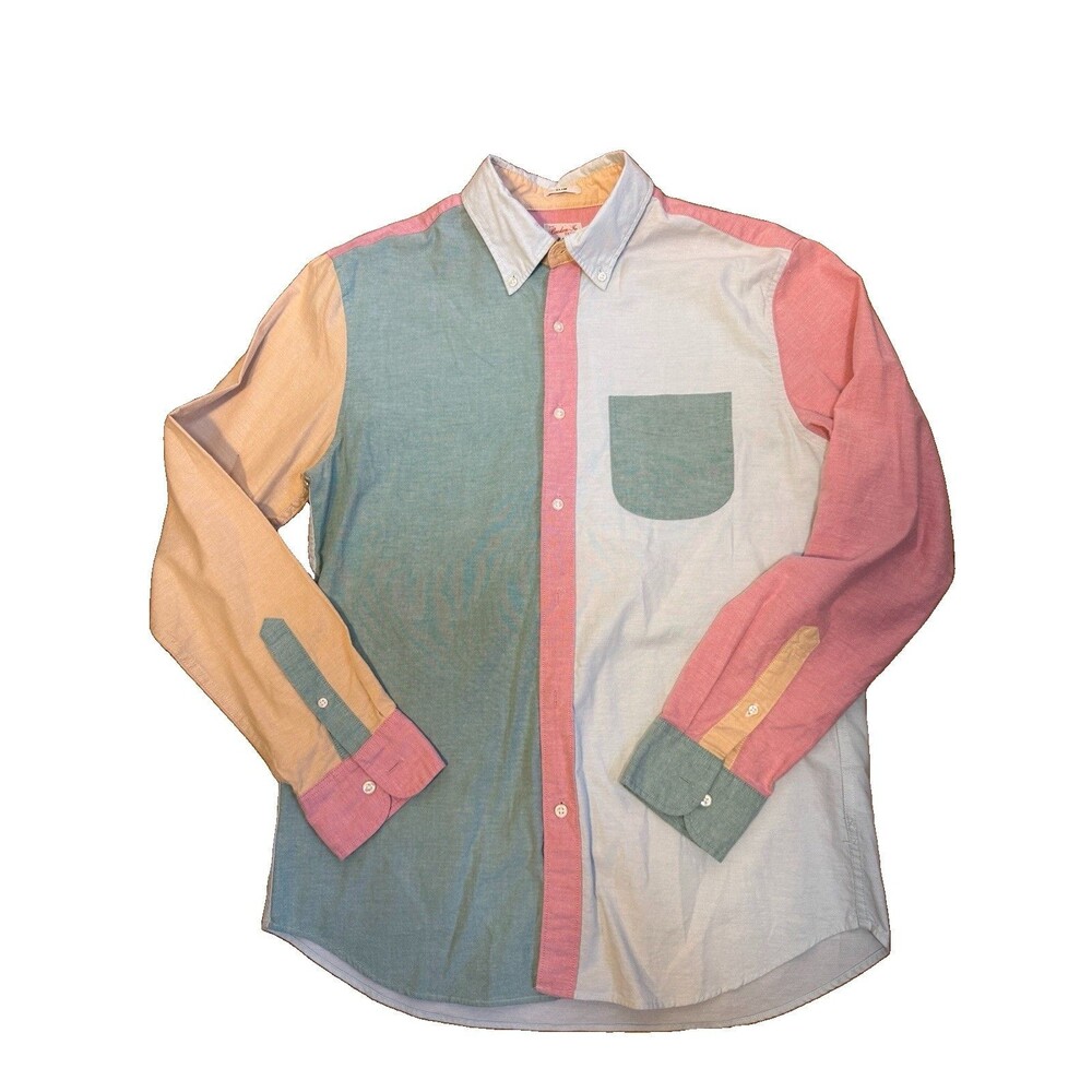 J. Crew Broken In Oxford Shirt Men’s M Slim Fit Colorblock Patchwork Preppy